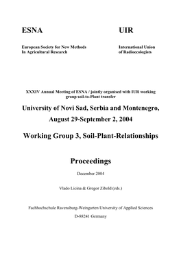 ESNA UIR Proceedings