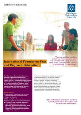 And Degree in Education International Foundation Year
