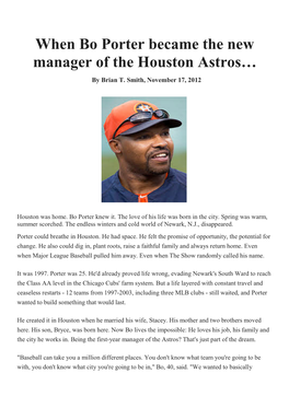 When Bo Porter Became the New Manager of the Houston Astros… by Brian T