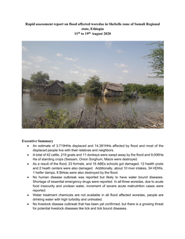 Rapid Assessment Report on Flood Affected Woredas in Shebelle Zone of Somali Regional State, Ethiopia 11Th to 19Th August 2020