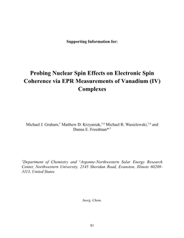 Probing Nuclear Spin Effects on Electronic Spin Coherence Via EPR Measurements of Vanadium (IV) Complexes