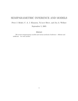 Semiparametric Inference and Models