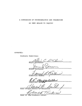 A Comparison of Psychoanalysis and Pragmatism