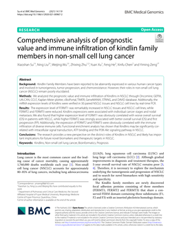 Comprehensive Analysis of Prognostic Value and Immune Infiltration of Kindlin Family Members in Non-Small Cell Lung Cancer