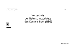 Verzeichnis Der Naturschutzgebiete Des Kantons Bern (NSG)