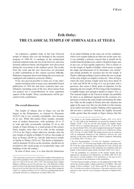 Erik Østby: the CLASSICAL TEMPLE of ATHENA ALEA at TEGEA