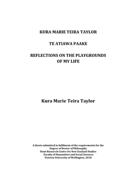 Kura Marie Teira Taylor Te Atiawa Paake Reflections on the Playgrounds of My Life