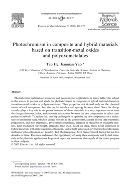 Photochromism in Composite and Hybrid Materials Based on Transition-Metal Oxides and Polyoxometalates
