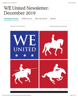 Campaign Overview | Mailchimp 1/15/20, 3�04 PM WE United Newsletter: December 2019