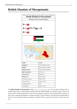 British Mandate of Mesopotamia 1 British Mandate of Mesopotamia