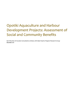 Opotiki Aquaculture and Harbour Development Projects: Assessment of Social and Community Benefits
