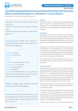 Type Iiiesophageal Atresia Associated with Unilateral Pulmonary Atresia