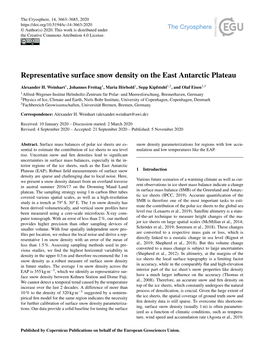 Representative Surface Snow Density on the East Antarctic Plateau