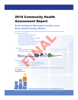 2018 Community Health Assessment Report Scott County & Muscatine County, Iowa Rock Island County, Illinois