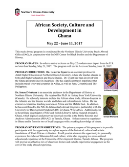 African Society, Culture and Development in Ghana – 2017 2