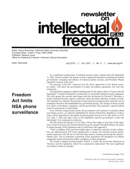 Freedom Act Limits NSA Phone Surveillance
