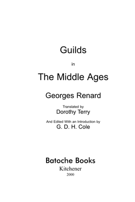 Guilds in the Middle Ages Preface