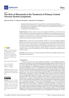 The Role of Rituximab in the Treatment of Primary Central Nervous System Lymphoma