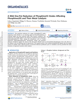 Oxides Affording Phosphines(III) and Their Metal Catalysts