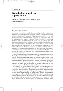 Chapter 3 Stakeholders and the Supply Chain