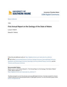 First Annual Report on the Geology of the State of Maine