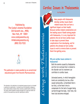 Cardiac Issues in Thalassemia Cardiac Issues in Thalassemia by Craig Butler