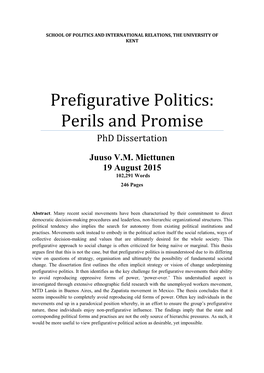 Prefigurative Politics: Perils and Promise Phd Dissertation