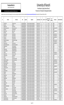 Provisional Merit List