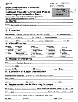 National Register of Historic Places Inventory — Nomination Form 1