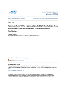 Public Schools, Protection, and the 1980S-1990S Culture Wars in Whatcom County, Washington