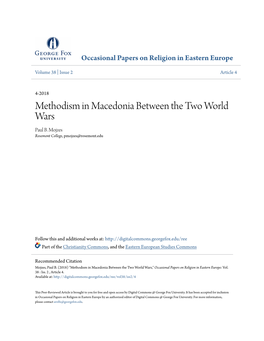 Methodism in Macedonia Between the Two World Wars Paul B