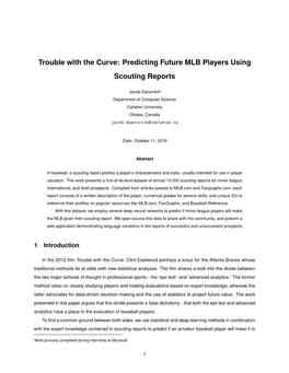 Predicting Future MLB Players Using Scouting Reports