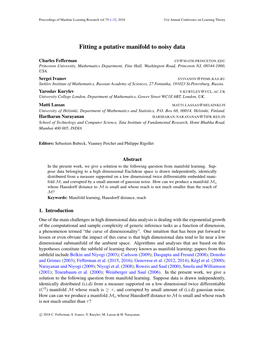 Fitting a Putative Manifold to Noisy Data