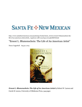 "Ernest L. Blumenschein: the Life of an American Artist"