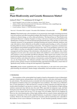 Plant Biodiversity and Genetic Resources Matter!