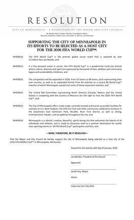 2026 Fifa World Cup Honorary Resolution