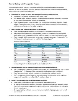 WIC Clinic Staff Tips for Talking with Transgender Persons