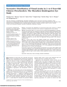 Normative Distribution of Visual Acuity in 3- to 6-Year-Old Chinese Preschoolers: the Shenzhen Kindergarten Eye Study