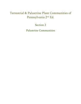 Terrestrial & Palustrine Plant Communities of Pennsylvania 2Nd