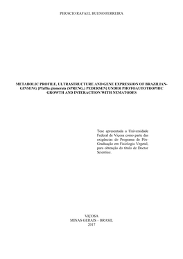 [Pfaffia Glomerata (SPRENG.) PEDERSEN] UNDER PHOTOAUTOTROPHIC GROWTH and INTERACTION with NEMATODES