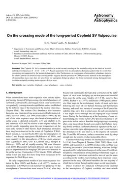 On the Crossing Mode of the Long-Period Cepheid SV Vulpeculae