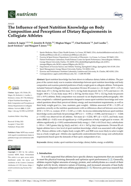 The Influence of Sport Nutrition Knowledge on Body Composition