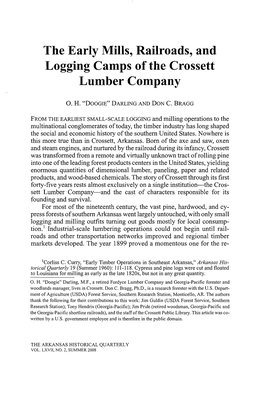 The Early Mills, Railroads, and Logging Camps of the Crossett Lumber Company