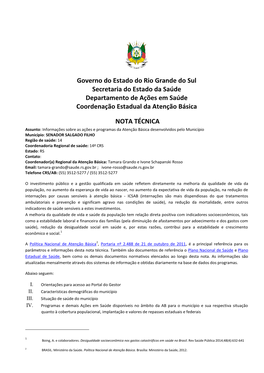 Governo Do Estado Do Rio Grande Do Sul Secretaria Do Estado Da Saúde Departamento De Ações Em Saúde Coordenação Estadual Da Atenção Básica