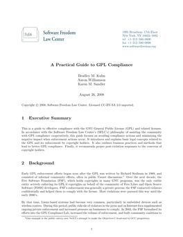 A Practical Guide to GPL Compliance 1 Executive Summary 2 Background