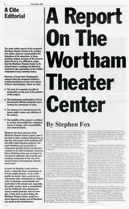 A Report on the Wortham Theater Center