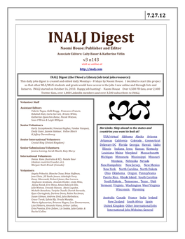 INALJ Digest Naomi House: Publisher and Editor