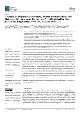 Changes in Digestive Microbiota, Rumen Fermentations and Oxidative Stress Around Parturition Are Alleviated by Live Yeast Feed Supplementation to Gestating Ewes