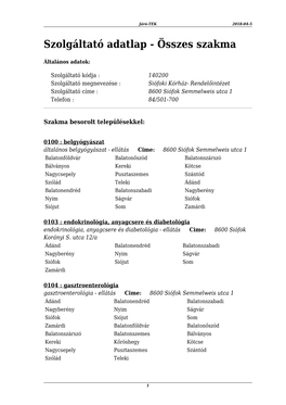 Szolgáltató Adatlap - Összes Szakma