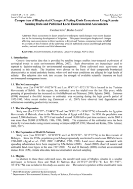 Comparison of Biophysical Changes Affecting Oasis Ecosystems Using Remote Sensing Data and Published Local Environmental Assessments